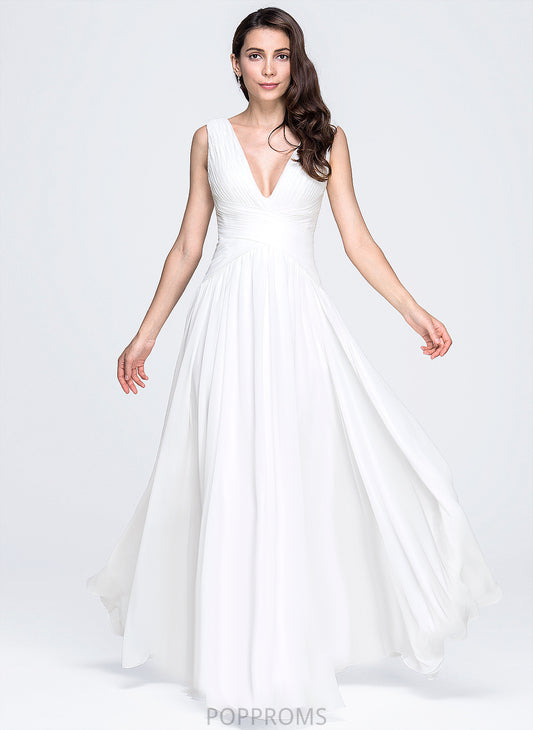 Wedding Dresses Wedding Paige Pleated Dress V-neck A-Line Chiffon Floor-Length With