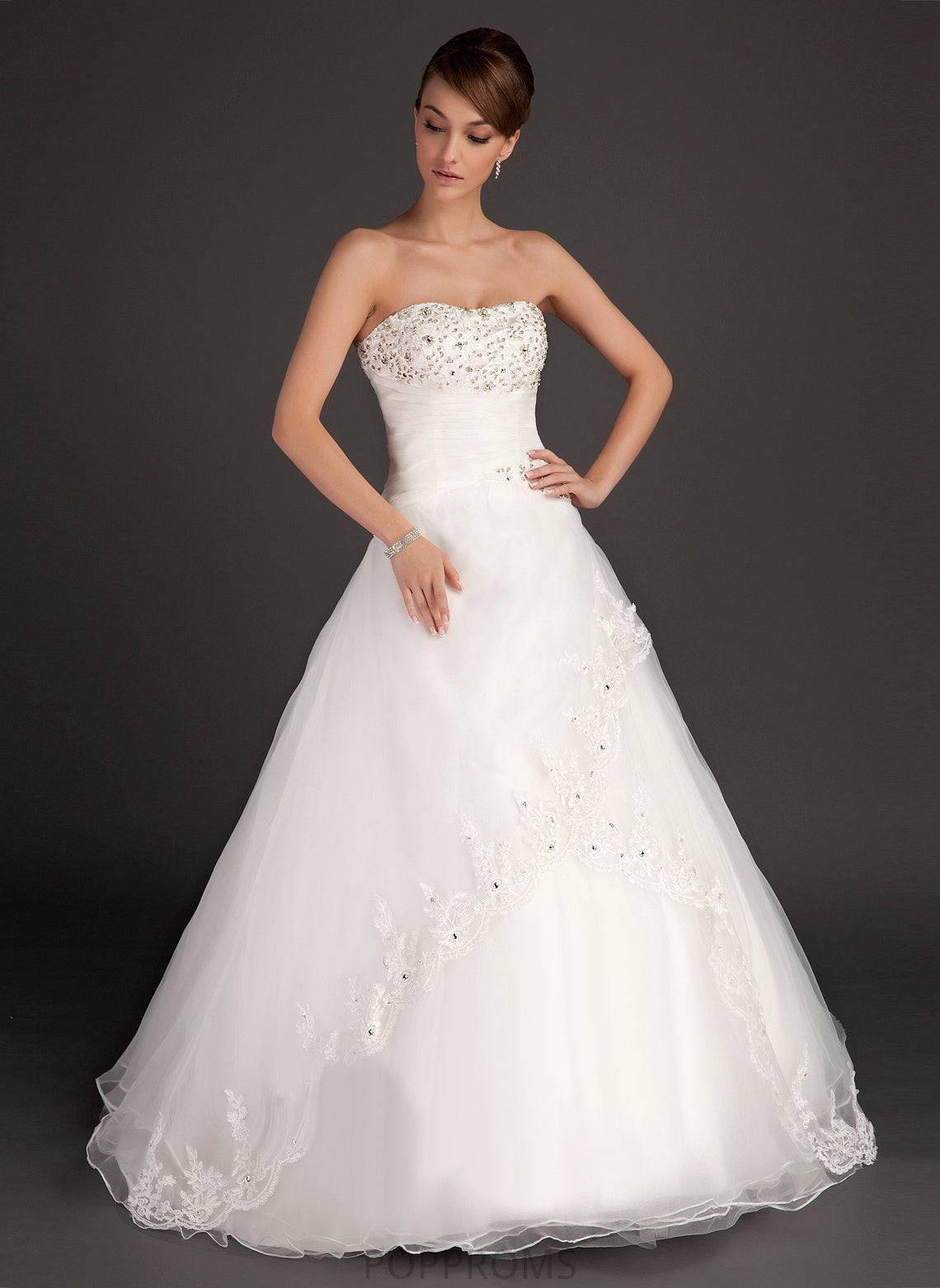 With Ruffle Ball-Gown/Princess Wedding Dresses Sweetheart Johanna Wedding Dress Organza Beading Floor-Length Lace