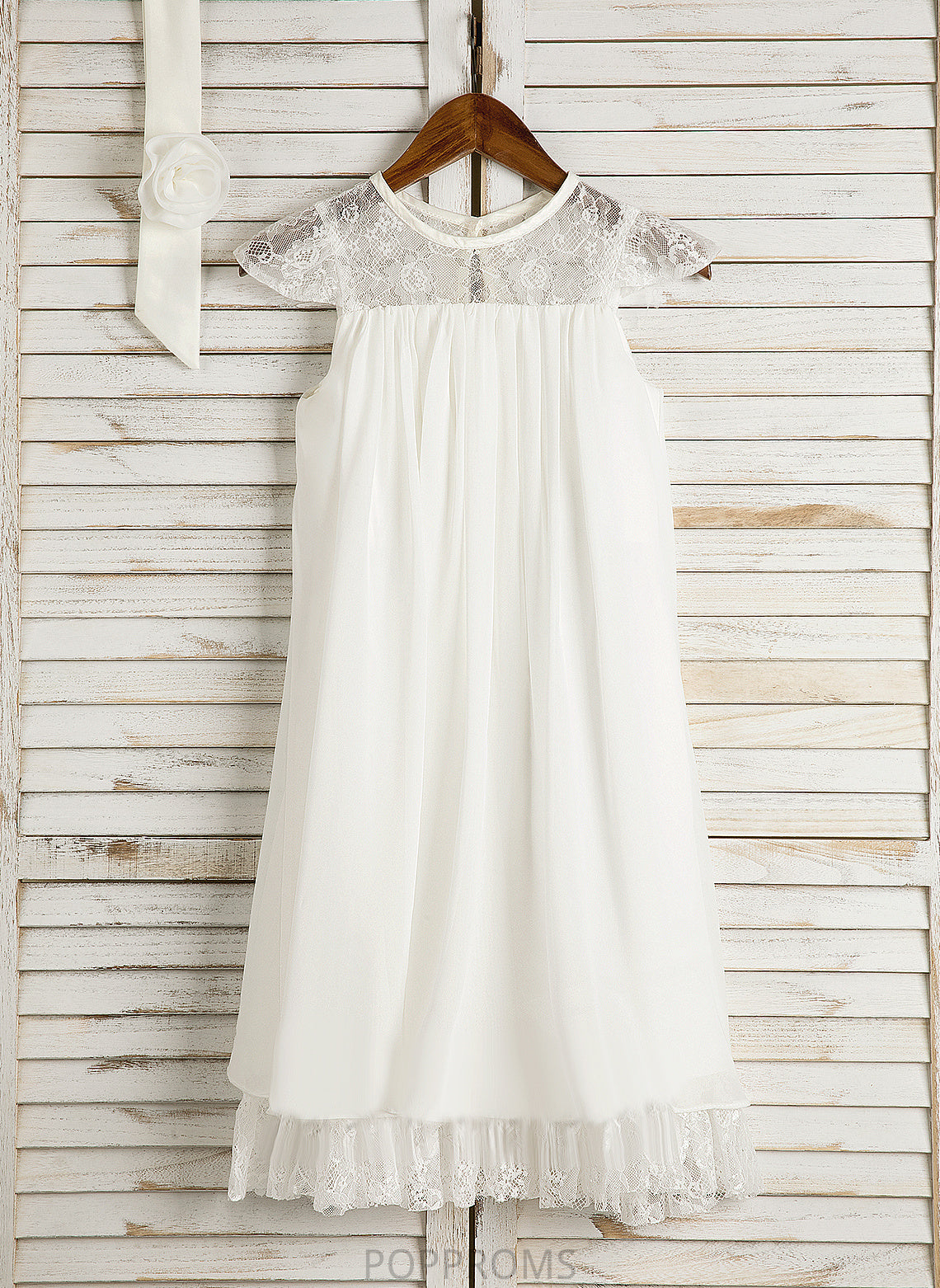 Flower Girl Dresses Dress A-Line - Brianna Lace/Flower(s) With Sleeveless Scoop Chiffon Girl Tea-length Flower Neck