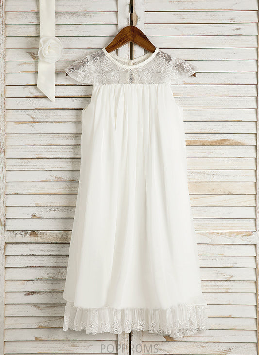 Flower Girl Dresses Dress A-Line - Brianna Lace/Flower(s) With Sleeveless Scoop Chiffon Girl Tea-length Flower Neck