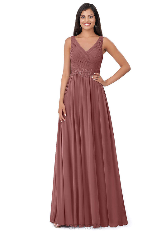 Trinity Sleeveless Straps Natural Waist A-Line/Princess Floor Length Bridesmaid Dresses