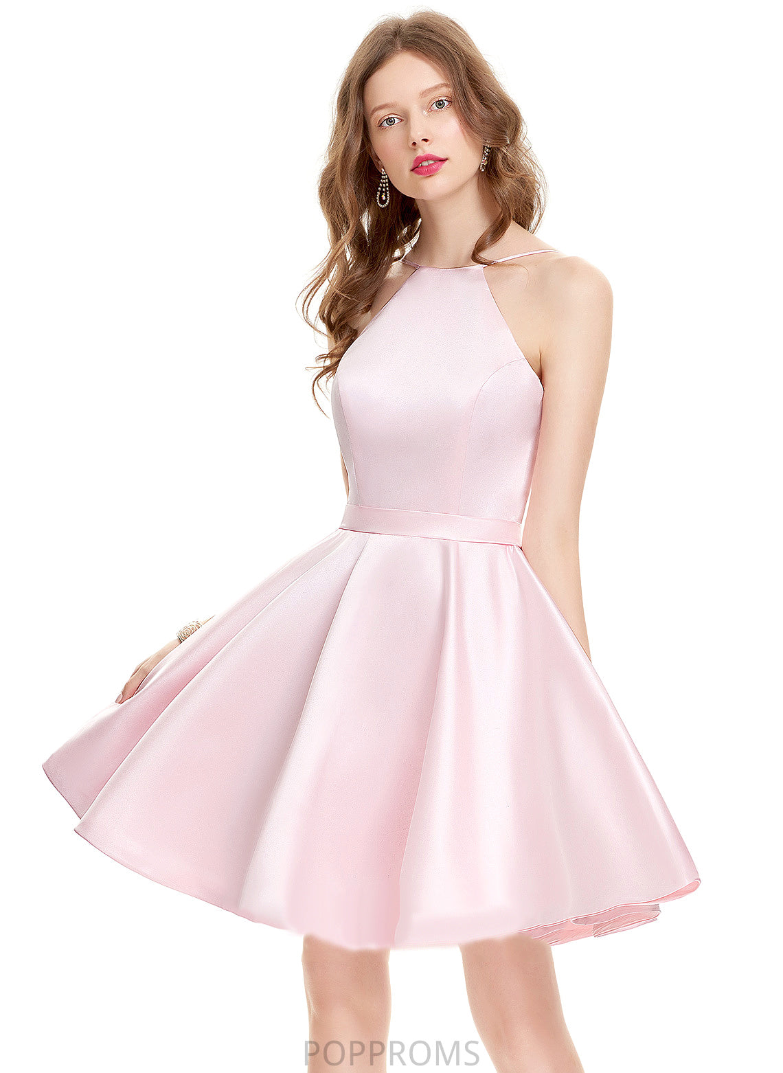 Dress Scoop Neck A-Line Short/Mini Beryl Homecoming Homecoming Dresses Satin