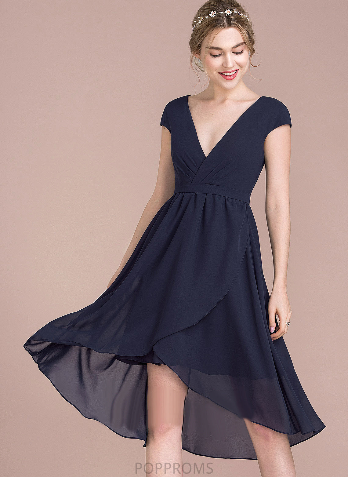 Cocktail A-Line V-neck Dress Asymmetrical Cocktail Dresses Chiffon Alexa