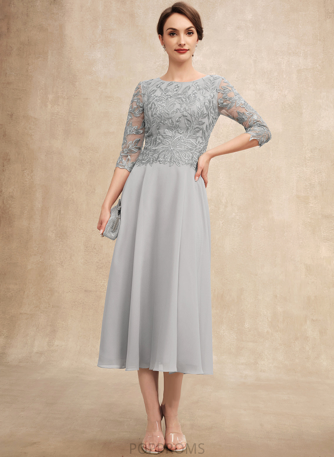 Chiffon Susie the Sequins of Dress A-Line With Tea-Length Neck Mother Bride Lace Mother of the Bride Dresses Scoop