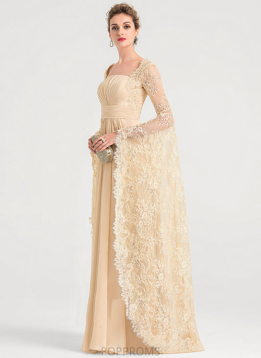 Wedding Dresses Dress Floor-Length Pleated Chiffon Lace With Square Kira Beading A-Line Wedding