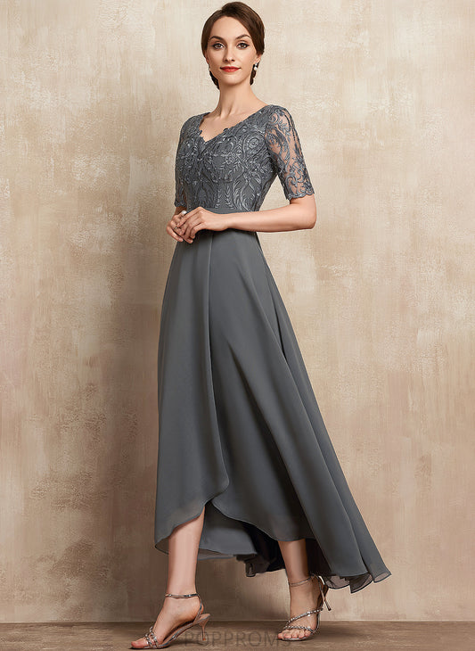 Asymmetrical Lace A-Line V-neck Mother Bride of Amelie Chiffon Dress the Mother of the Bride Dresses