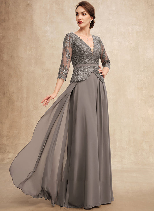 V-neck Mother of the Bride Dresses the Dress A-Line Jacey Chiffon Sequins Lace Mother With of Bride Floor-Length