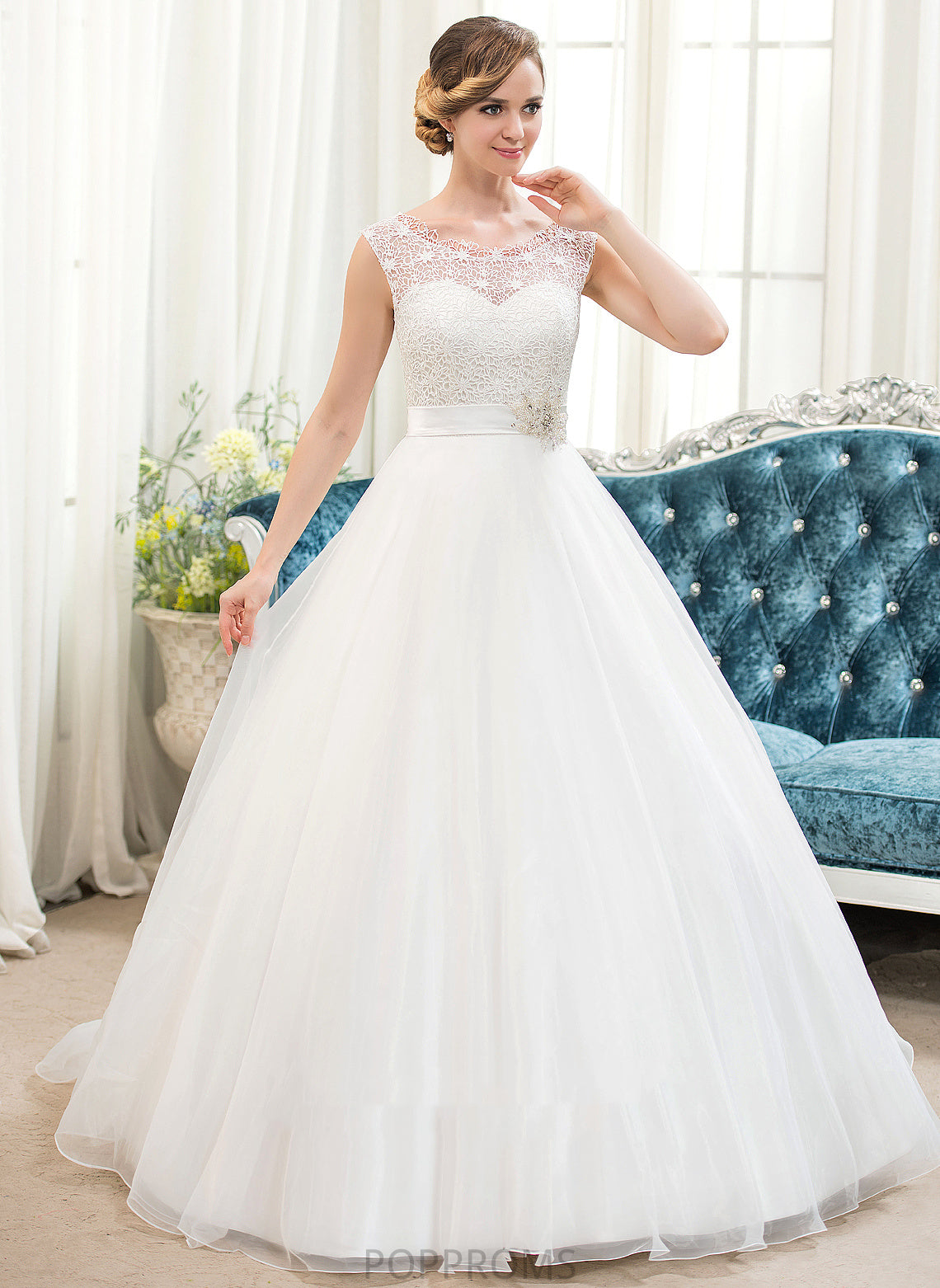 Organza Beading Wedding Wedding Dresses Rita Ball-Gown/Princess With Sweep Lace Train Dress Satin Sequins