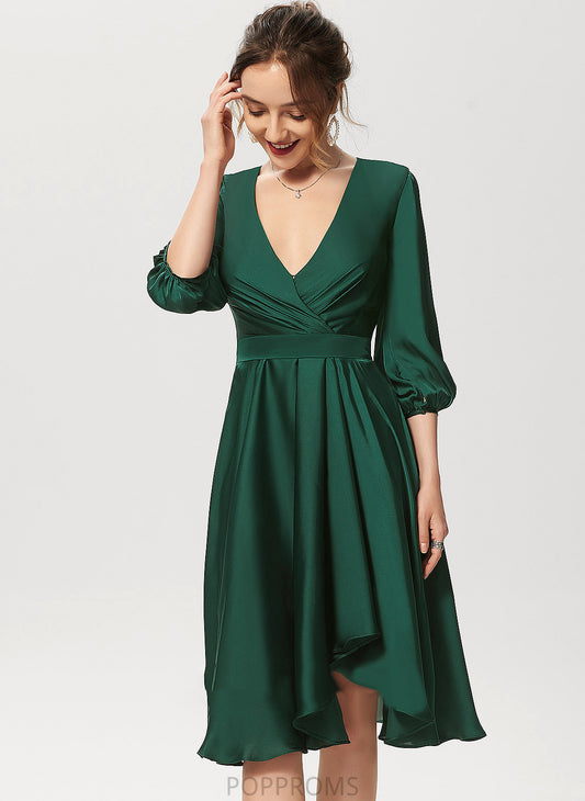 Asymmetrical Nathaly Dress Chiffon Cocktail Satin Cocktail Dresses V-neck A-Line