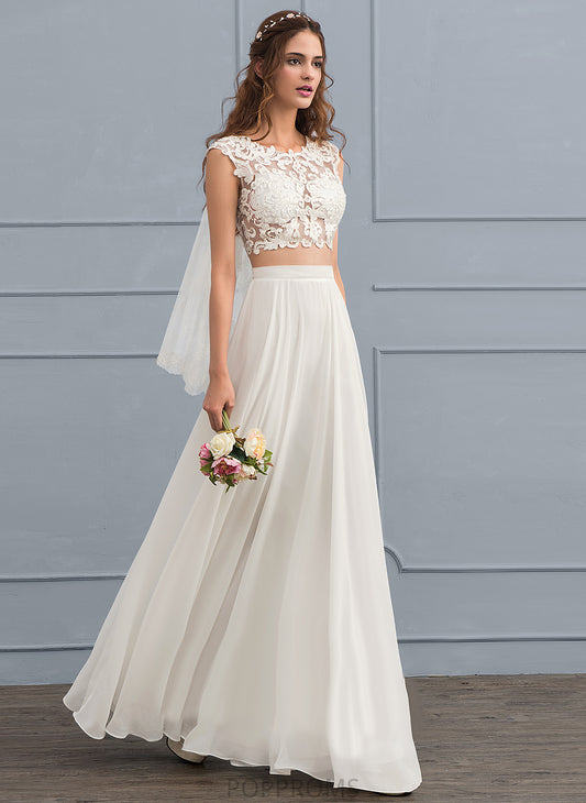 Neck Lace Beading A-Line Valerie Sequins With Floor-Length Wedding Dresses Wedding Scoop Dress Chiffon