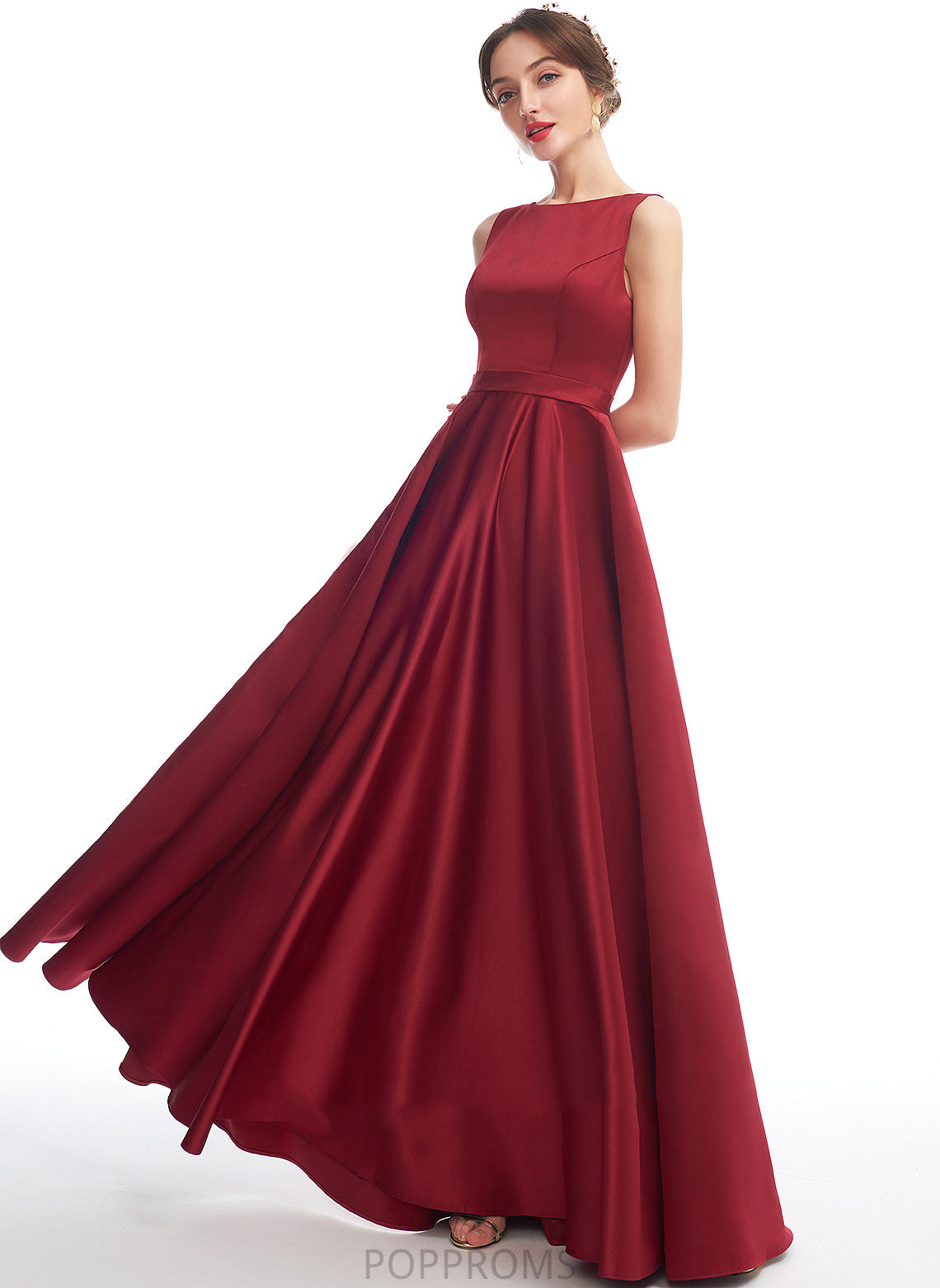 Neckline Silhouette Fabric Floor-Length Satin ScoopNeck A-Line Straps Length Hayden A-Line/Princess Spaghetti Staps Bridesmaid Dresses