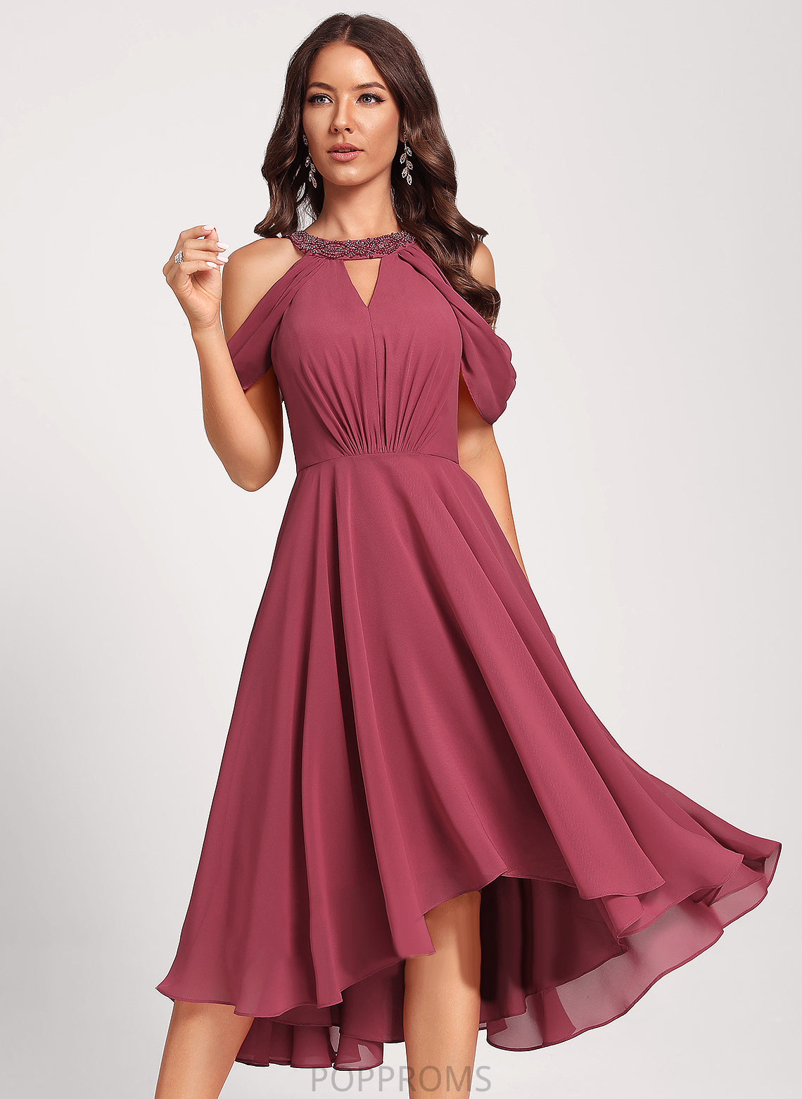 Beading Dress Neck Sequins Scoop Club Dresses Chiffon Asymmetrical A-Line With Cocktail Phyllis