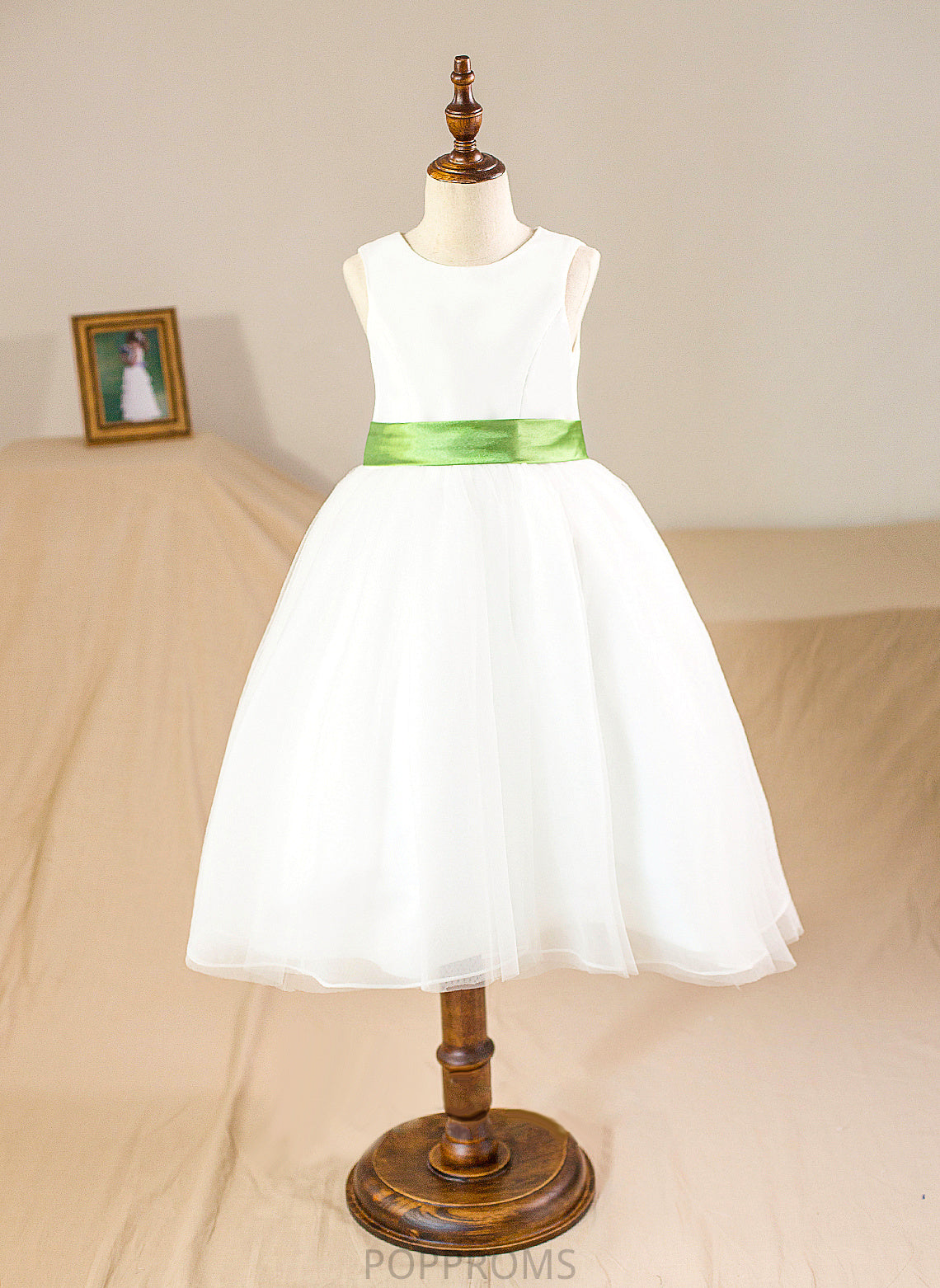 Knee-length With Dress Flower Girl Dresses Ball Scoop Tulle Girl - Neck Sash Lillianna Flower Gown Sleeveless