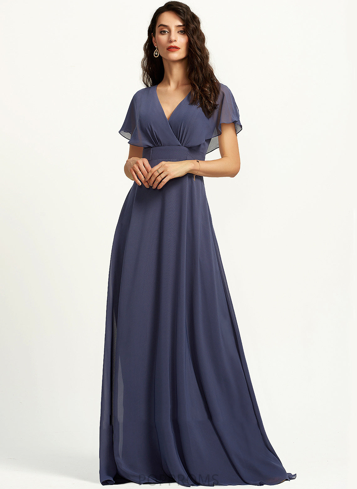 Length A-Line Straps V-neck Fabric Floor-Length Silhouette Neckline Margery A-Line/Princess Natural Waist Floor Length Bridesmaid Dresses