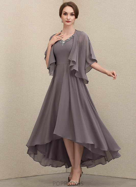 Asymmetrical Bride With Chiffon the Beading Mother of Dress Maya V-neck Mother of the Bride Dresses A-Line Sequins