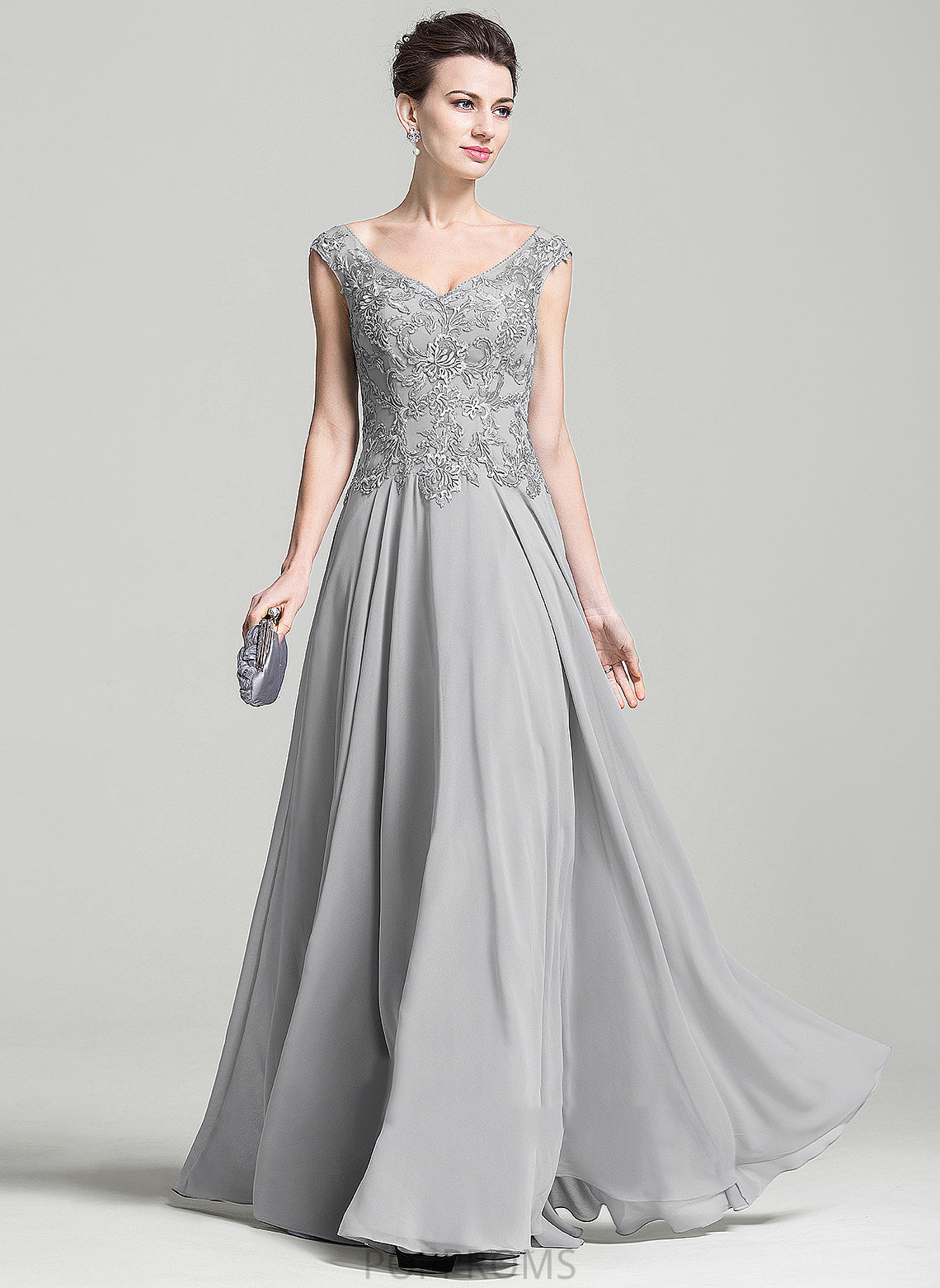 Lace A-Line Appliques With Bride Maritza Chiffon Dress Mother of the Bride Dresses V-neck the Mother of Floor-Length