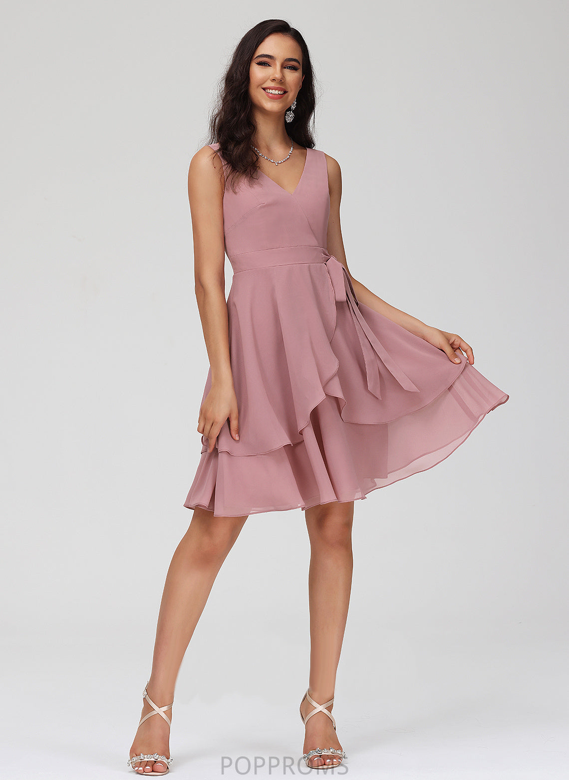 Chiffon Homecoming A-Line Ruffle V-neck Short/Mini Dress Alexia Homecoming Dresses With