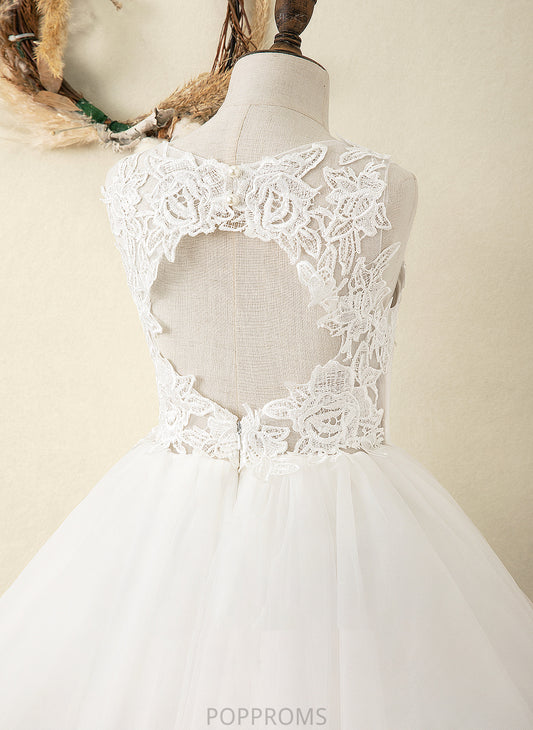 Knee-length Neck Tulle/Lace Lilianna Scoop Flower - Sleeveless Flower Girl Dresses A-Line Dress Girl