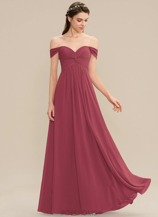 Length A-Line Off-the-Shoulder Ruffle Neckline Fabric Embellishment Silhouette Floor-Length Mariah Sleeveless Spaghetti Staps Bridesmaid Dresses