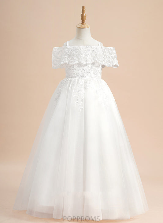 Short Girl Flower Tulle Sleeves - With Mia Lace Off-the-Shoulder Floor-length Flower Girl Dresses Ball-Gown/Princess Dress