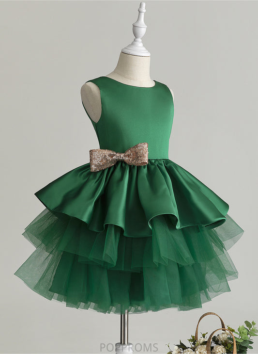 Scoop With Tulle Dress Ball-Gown/Princess Flower - Mckayla Flower Girl Dresses Girl Bow(s) Knee-length Neck Sleeveless