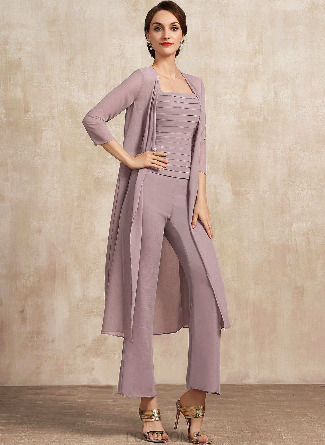 Ankle-Length Mother Kaydence Neckline Square Mother of the Bride Dresses the Jumpsuit/Pantsuit With Chiffon Ruffle Dress of Bride