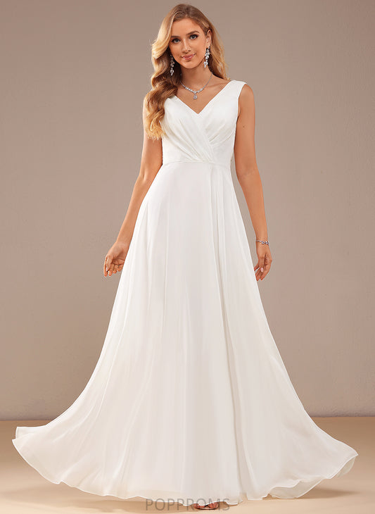 Dress Wedding A-Line Kinsley Lace Floor-Length Wedding Dresses V-neck Chiffon