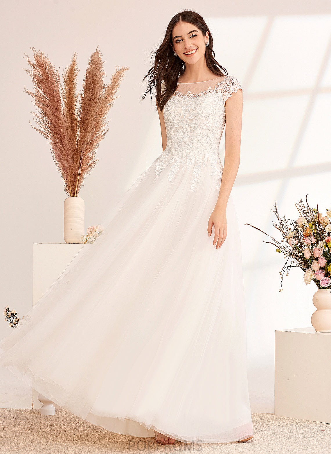 Dress Lace Ball-Gown/Princess Wedding Dresses Tulle Illusion Floor-Length Wedding Madison