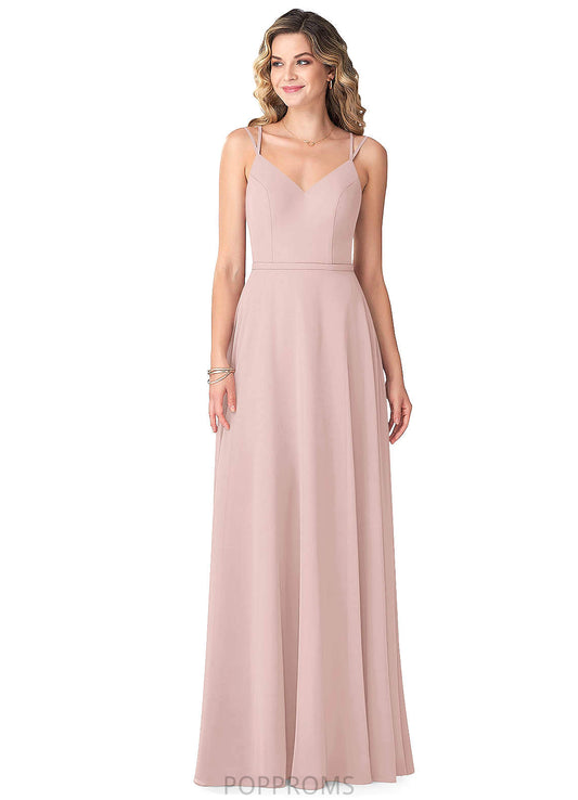 Zariah Tea Length Spaghetti Staps Natural Waist Satin Sleeveless Sheath/Column Bridesmaid Dresses