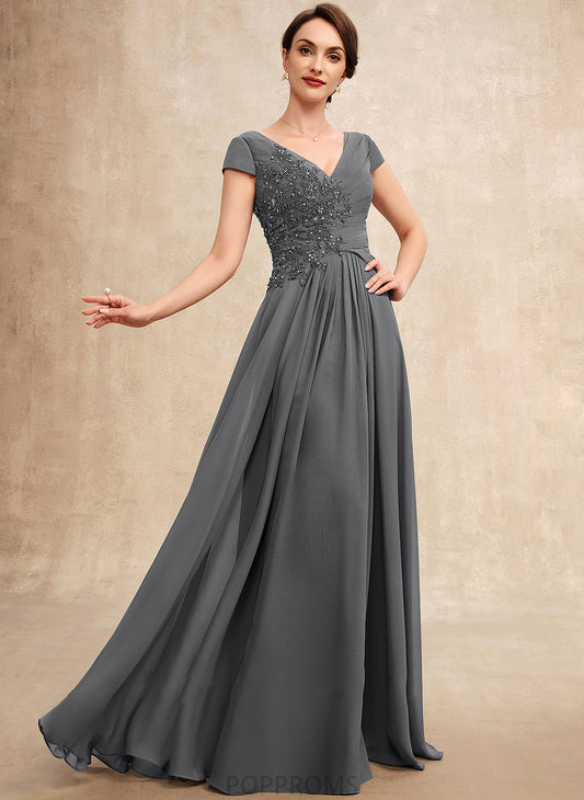 the Sequins With Mother Ruffle A-Line V-neck Chiffon Lace of Beading Floor-Length Mother of the Bride Dresses Dress Bride Margery