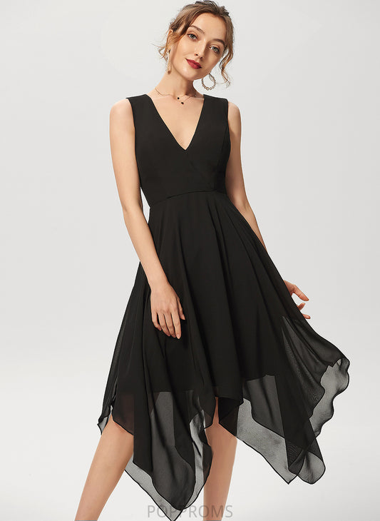 Courtney Chiffon Asymmetrical Dress Cocktail Dresses V-neck A-Line Cocktail