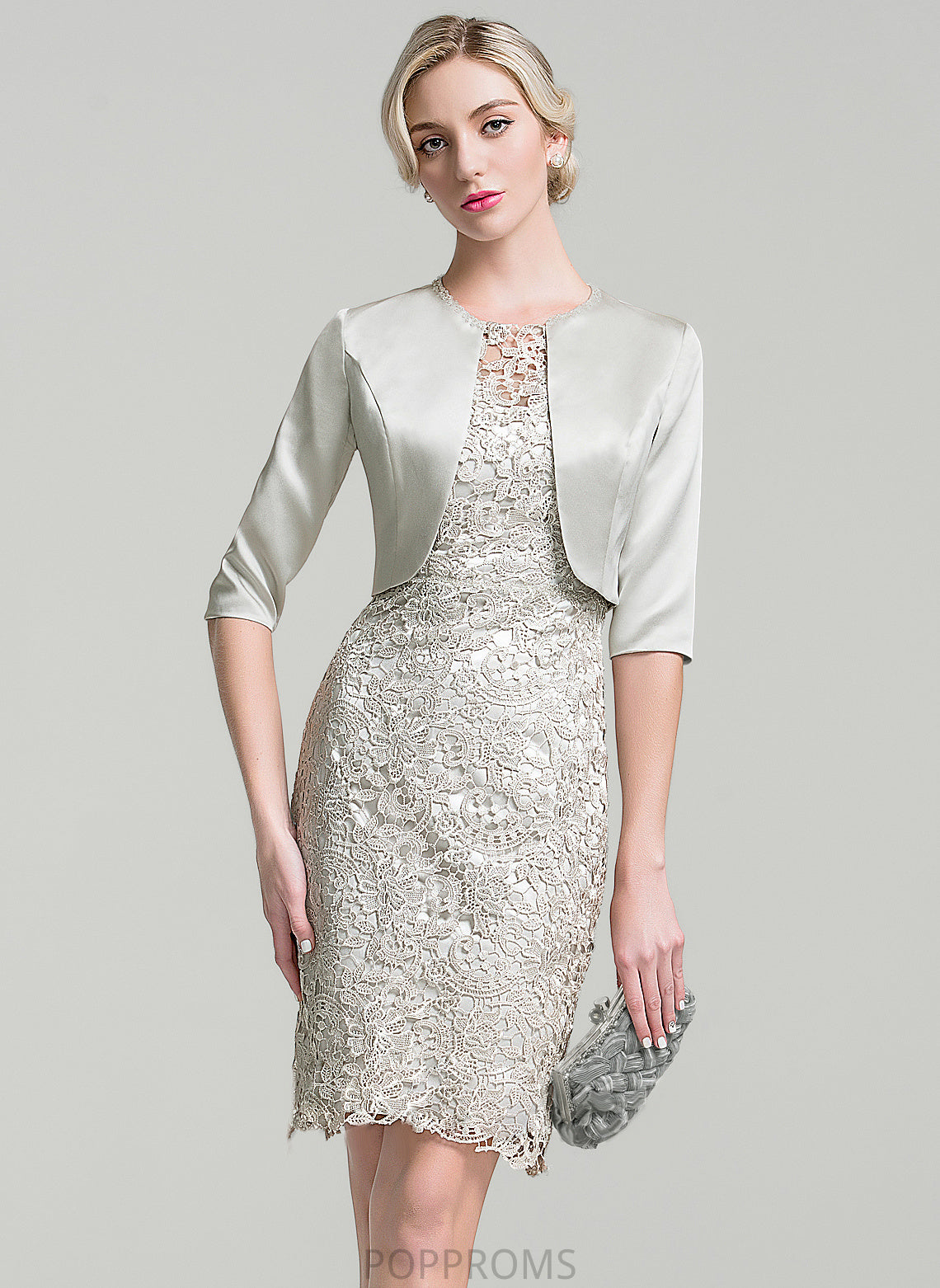 Mother of the Bride Dresses the Dress Mother Bride Yaretzi Lace Scoop Neck of Sheath/Column Knee-Length