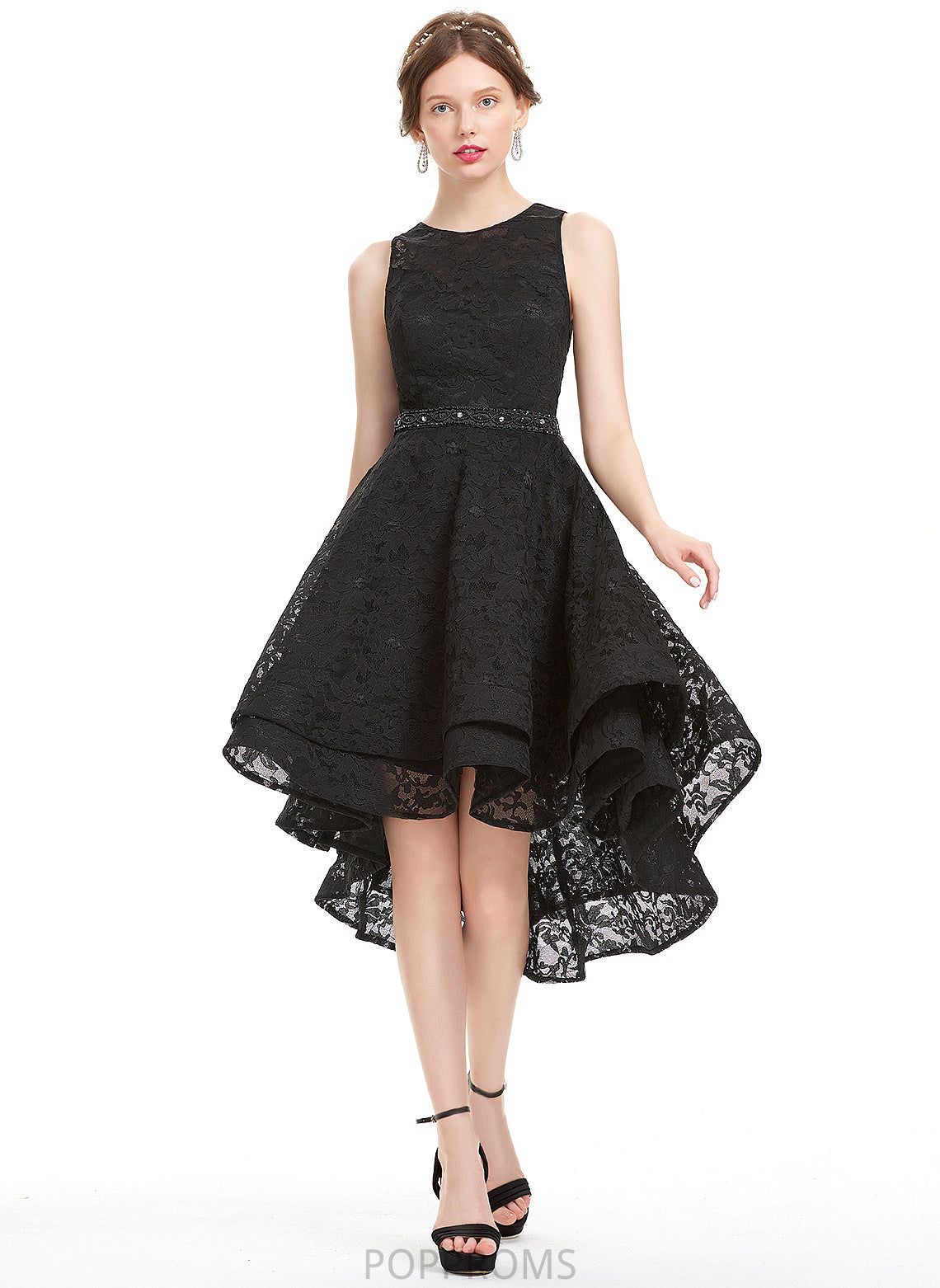 Homecoming Dresses Scoop Neck With Beading Dress Homecoming Carolyn A-Line Asymmetrical Lace Lace