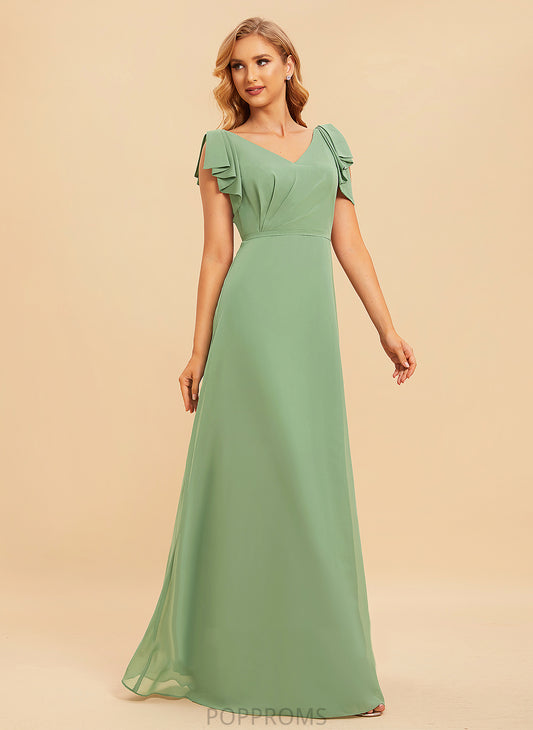 Silhouette Length Floor-Length Neckline Fabric A-Line Embellishment V-neck Ruffle Allison Sheath/Column Floor Length Bridesmaid Dresses