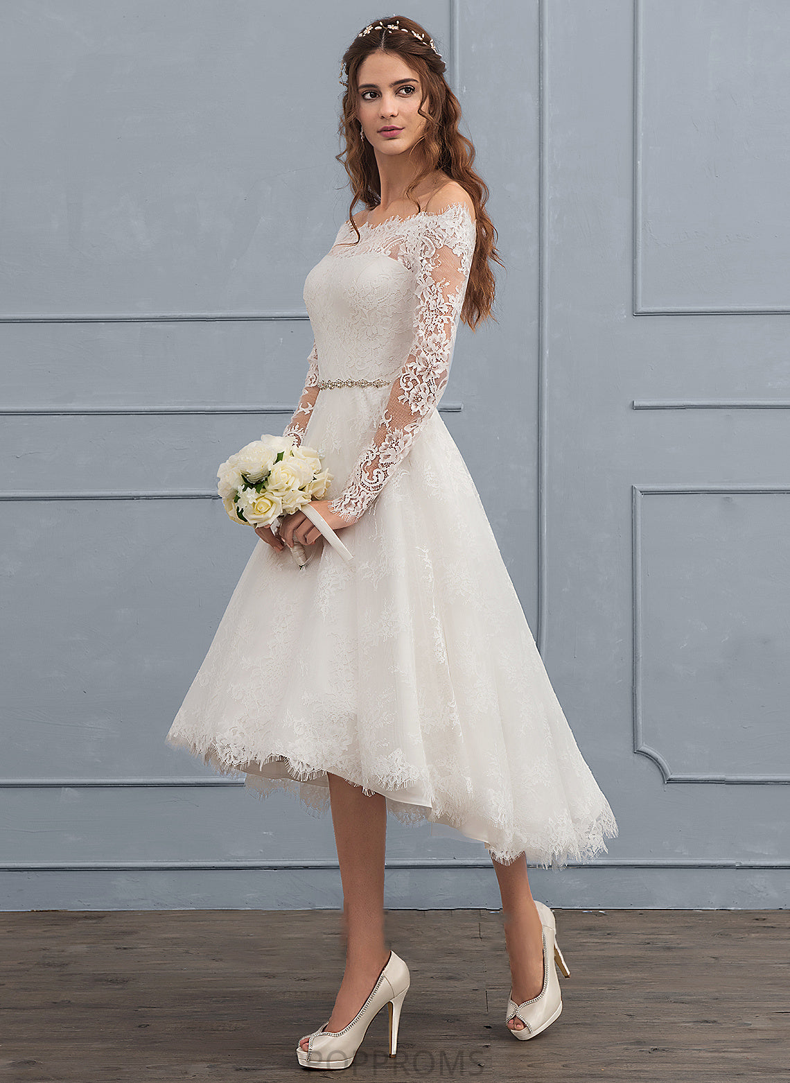 Asymmetrical A-Line Beading Wedding With Lace Wedding Dresses Dress Jaylin