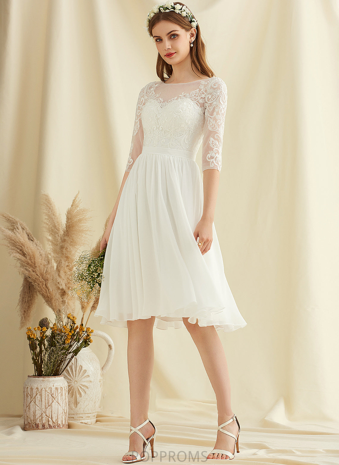 Sequins Hilda Wedding Wedding Dresses With Dress Chiffon Lace Knee-Length A-Line