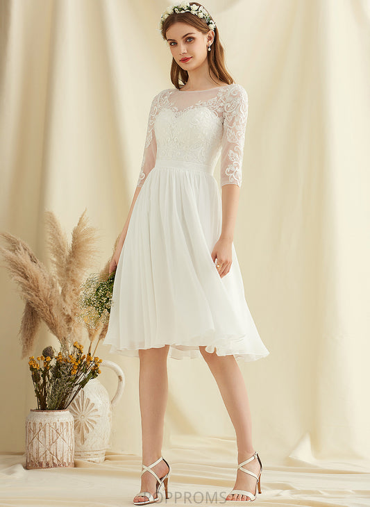 Sequins Hilda Wedding Wedding Dresses With Dress Chiffon Lace Knee-Length A-Line