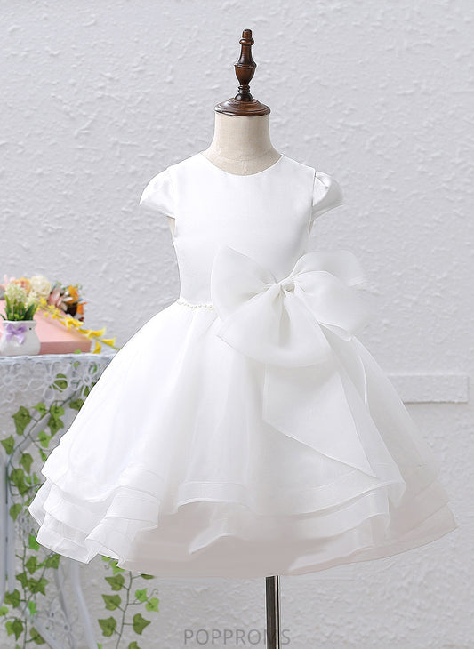 Beading/Bow(s) Scoop Georgia - Dress Sleeveless Flower Girl Dresses With A-Line/Princess Flower Neck Organza/Satin Knee-length Girl