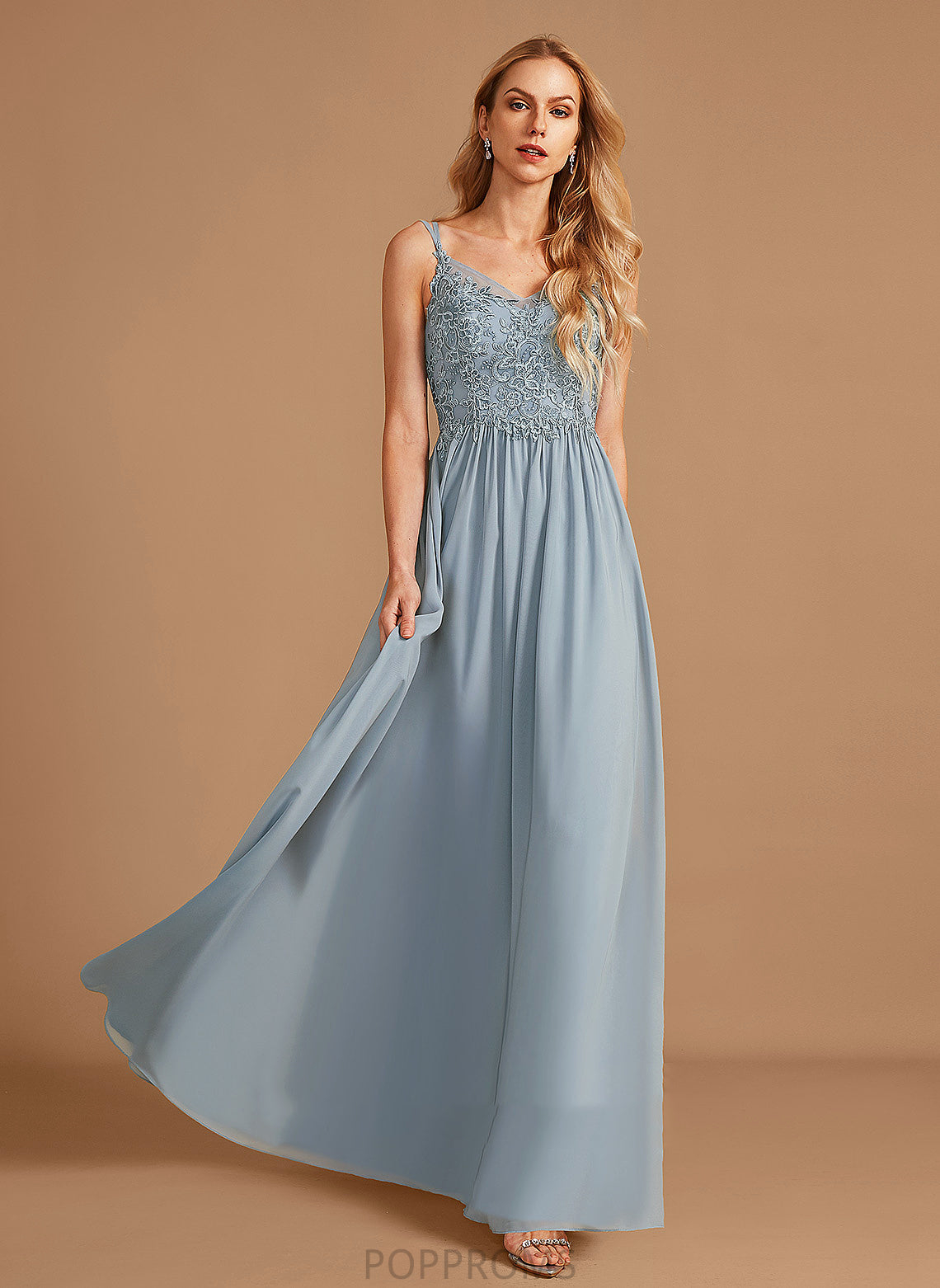 V-neck Length Fabric Floor-Length A-Line Neckline Silhouette Ruffle Embellishment Skye Sleeveless Natural Waist Bridesmaid Dresses