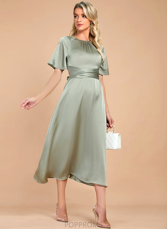 Tea-Length Dress A-Line Satin Danna Cocktail Cocktail Dresses