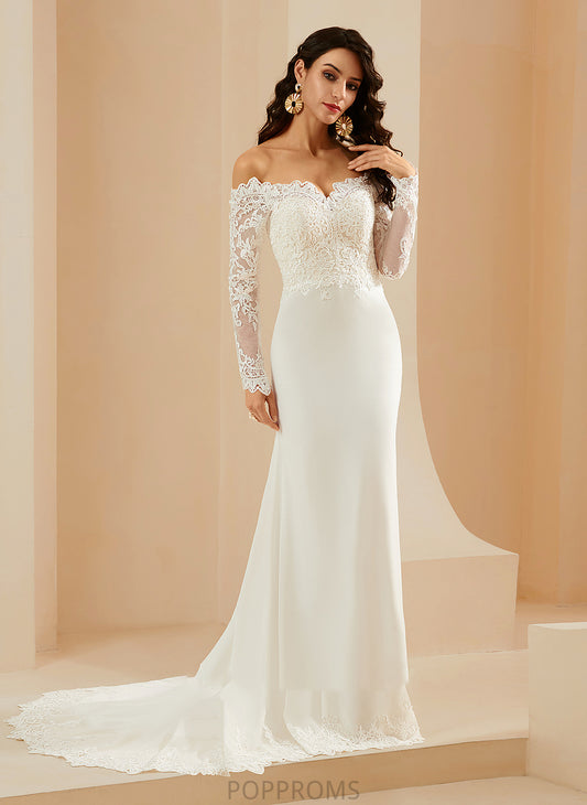 Lace Alyson Court Train Wedding Trumpet/Mermaid Wedding Dresses Off-the-Shoulder With Dress