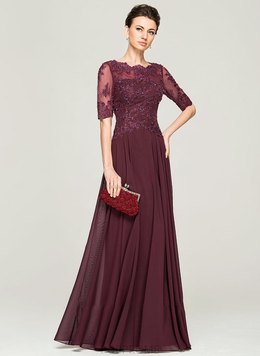 Sequins Dress Scoop Floor-Length Mother of the Bride Dresses the With Lace Beading Bride Chiffon of A-Line Mother Rowan Neck