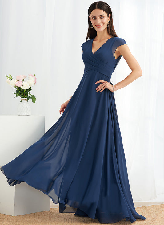 Neckline V-neck Silhouette Length Ruffle Embellishment A-Line Floor-Length Fabric Sherry A-Line/Princess Scoop Bridesmaid Dresses