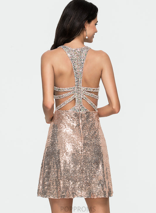 Dress Homecoming Dresses Jan Scoop With Sequins Sequined A-Line Neck Short/Mini Homecoming