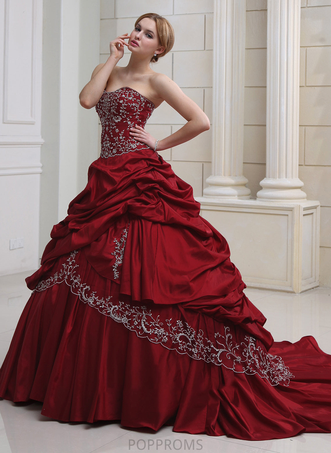 Wedding Embroidered Wedding Dresses Ball-Gown/Princess Dress With Taffeta Royal Beading Ruffle Sweetheart Train Denisse