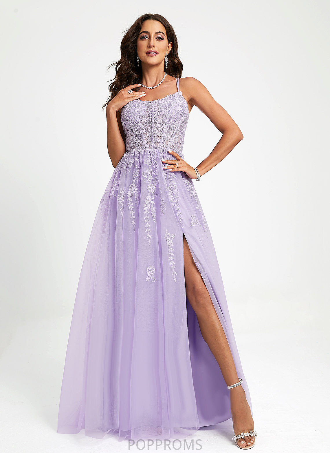 With Sweep Tulle Lace Train Lydia Prom Dresses Sequins Ball-Gown/Princess Scoop