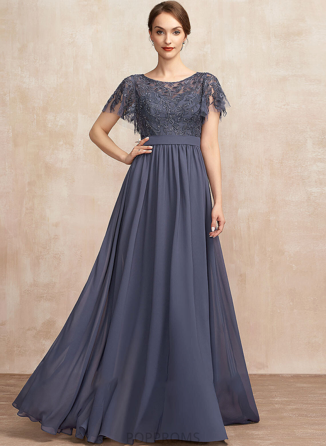 With Lace Chiffon the Bride Mother Sequins Mother of the Bride Dresses A-Line Scoop Luciana of Dress Neck Floor-Length