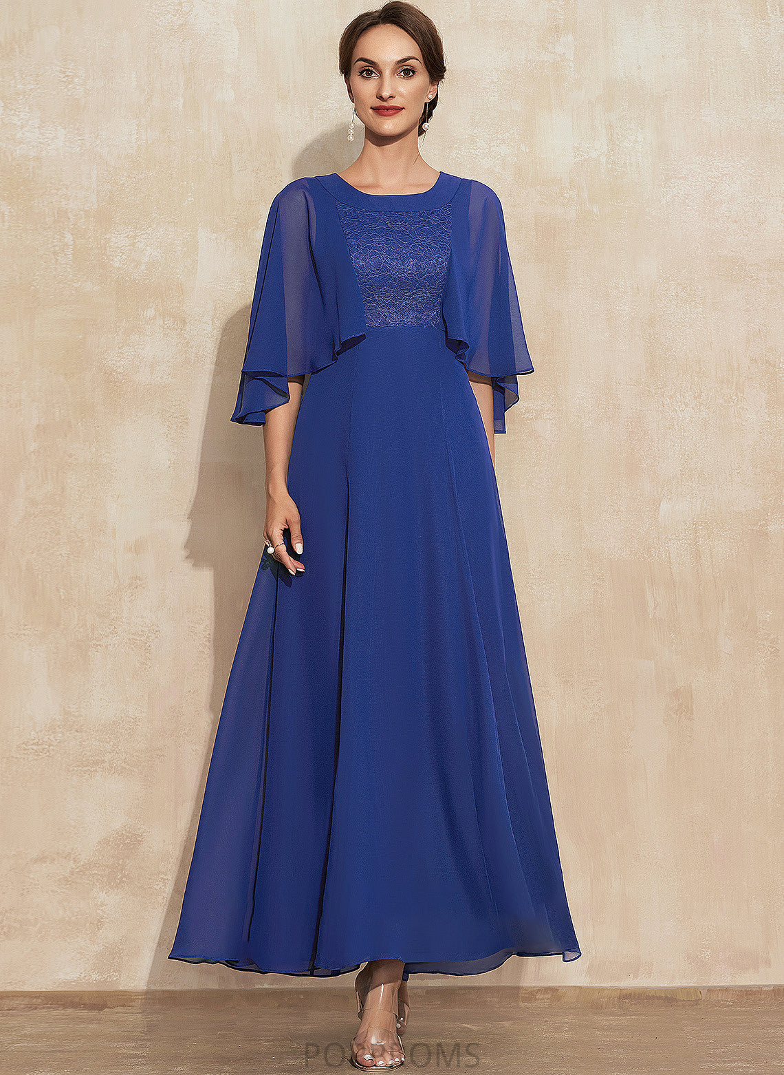 of Scoop Ankle-Length A-Line Dress Chiffon the Mother of the Bride Dresses Val Neck Lace Bride Mother