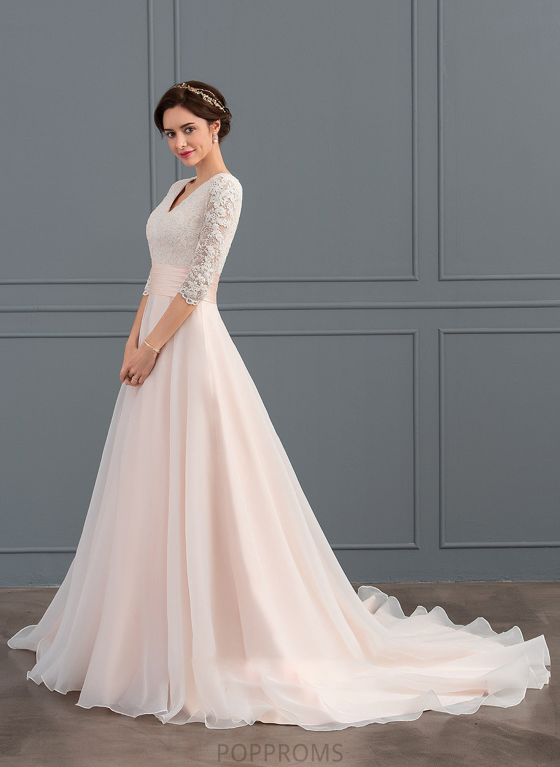 V-neck With Ruffle Wedding Dresses Ball-Gown/Princess Organza Luciana Dress Court Train Wedding