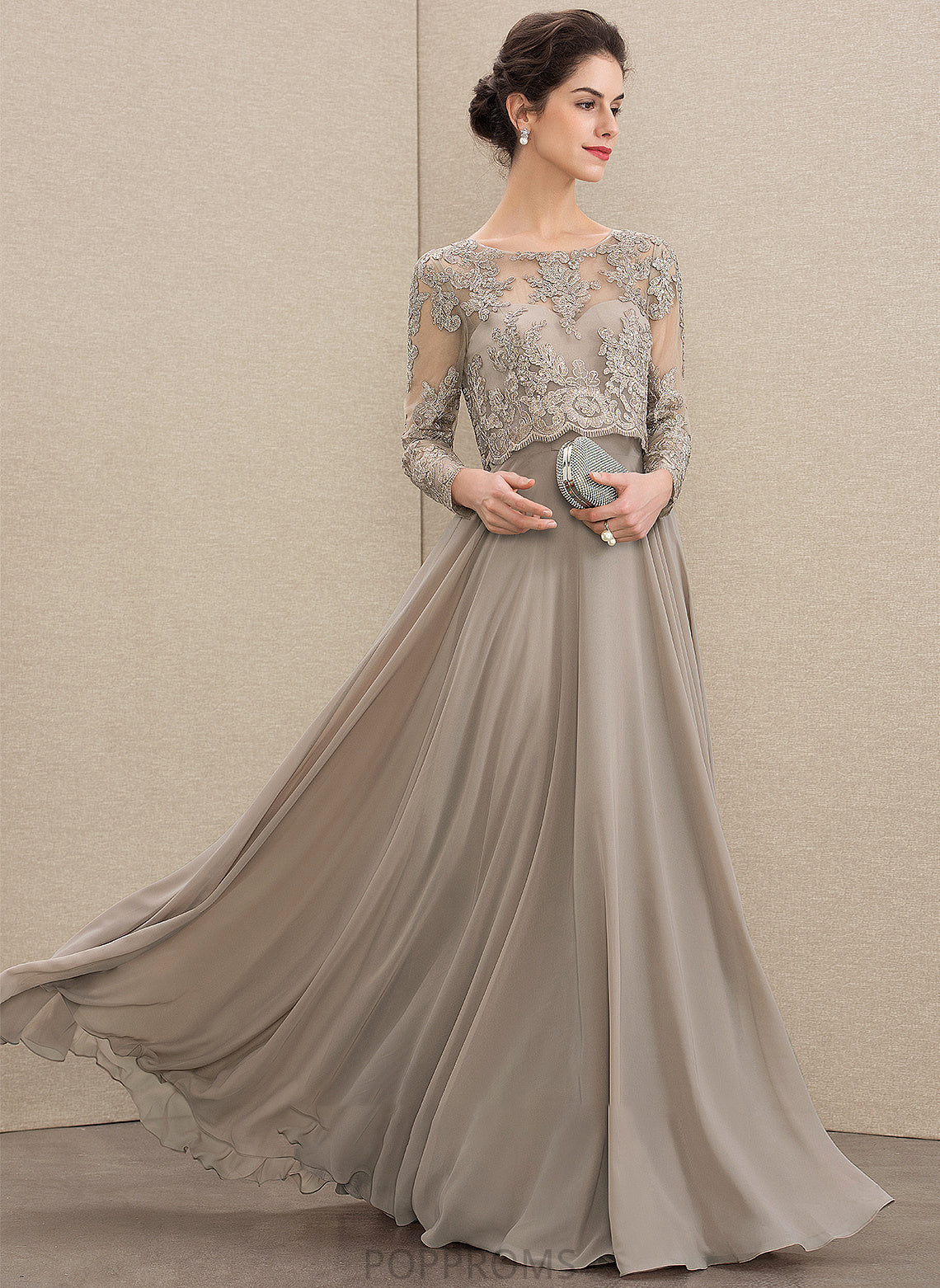 Neck Mother of the Bride Dresses the Lace Chiffon Scoop of Dress Mother A-Line Sequins With Bride Floor-Length Claire